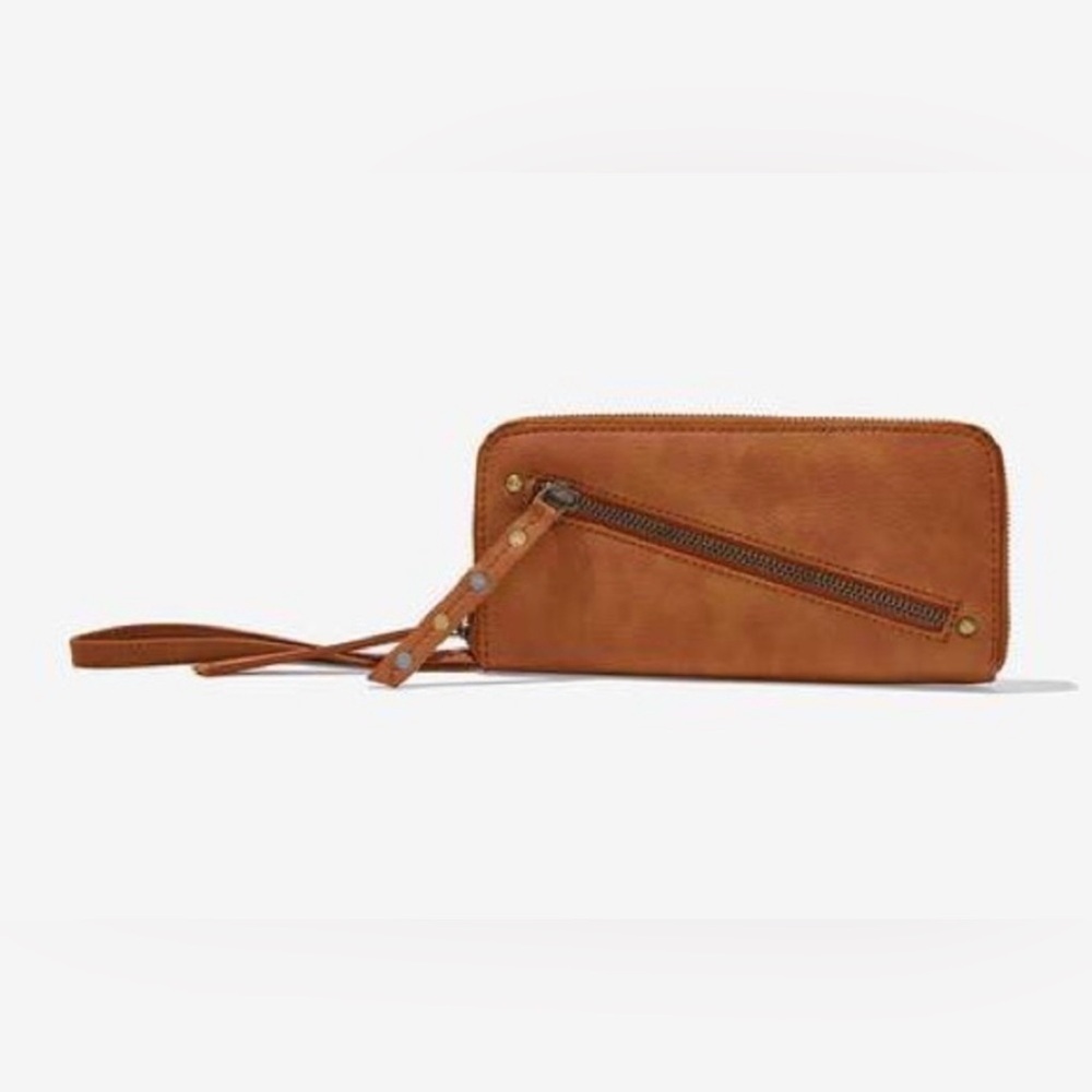 FREE PEOPLE Brown Vegan Leather Wristlet Wallet NWT